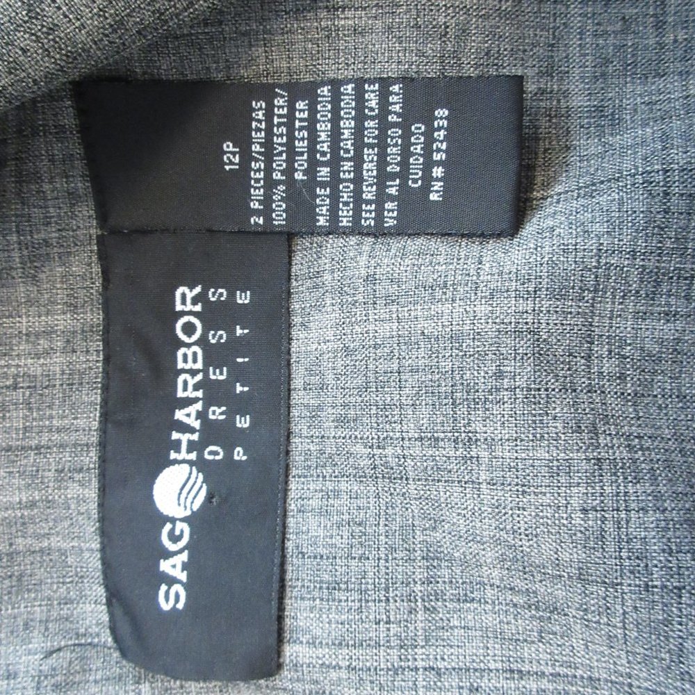 Sag Harbor Grey Blazer Size 12P Four Button Rounded Notched Collar Single Breast - Picture 6 of 6